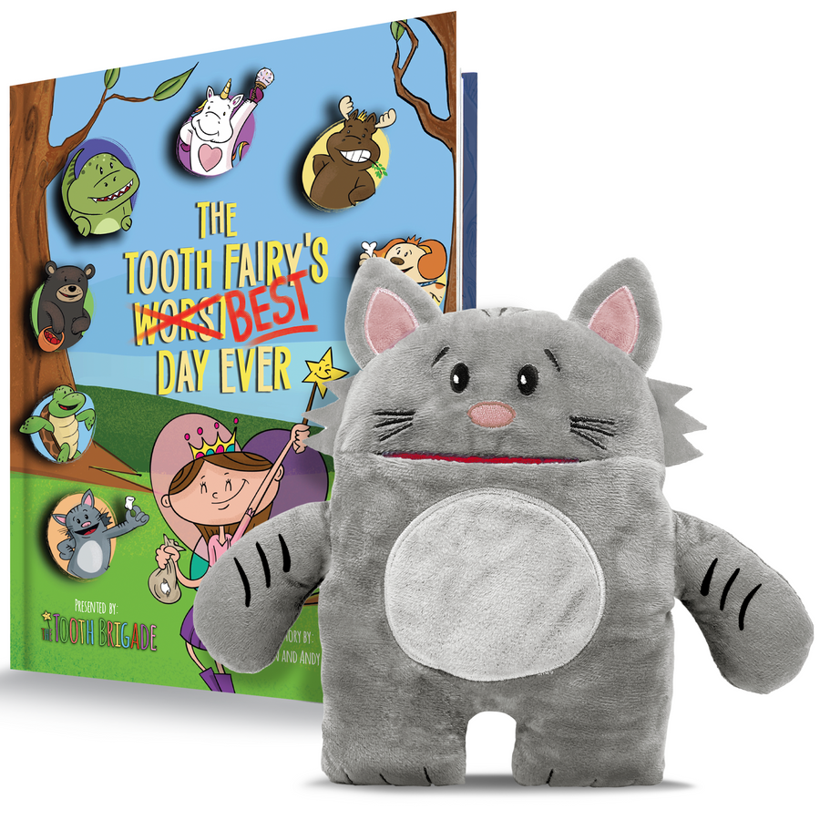 Gizmo Cat Tooth Fairy Pillow and Tooth Fairy Book Gift Set