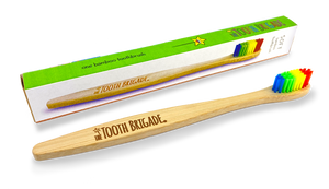 bamboo toothbrush single rainbow soft nylon bristles